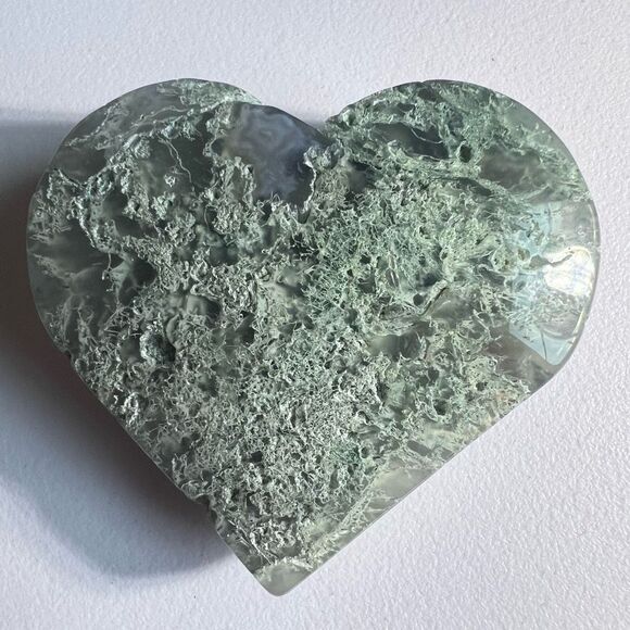 Moss Agate Crystal Heart‎ (#6) - Picture 7 of 11